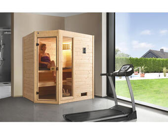 Hornbach Massivholzsauna weka valida eck gtf gr.1 inkl. 5,4 kw ofen u.digitaler steuerung mit fenster und ganzglastüre aus klarglas Angebot