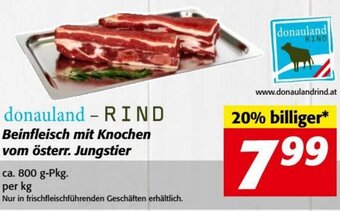 Nah&Frisch donauland - RIND Beinfleisch mit Knochen vom österr. Jungstier ca. 800 g-Pkg. per kg Angebot
