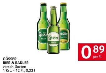 Transgourmet GÖSSER BIER & RADLER per Fl. Angebot