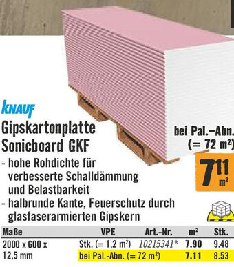 Hornbach KNAUF Gipskartonplatte Sonicboard GKF Angebot
