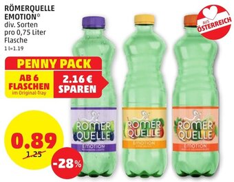 PENNY RÖMERQUELLE EMOTION div. Sorten pro 0,75 Liter Angebot
