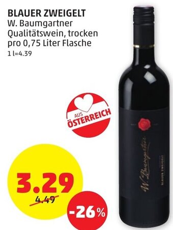 PENNY BLAUER ZWEIGELT pro 0,75 Liter Flasche Angebot