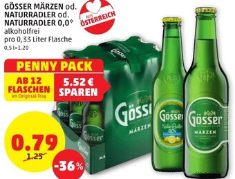 PENNY GÖSSER MÄRZEN od. NATURRADLER od. NATURRADLER 0,0 pro 0,33 Liter Flasche Angebot