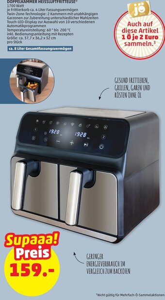 PENNY DOPPELKAMMER HEISSLUFTFRITTEUSE 1700 Watt Angebot