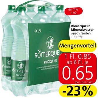 Spar Römerquelle Mineralwasser versch. Sorten, 1,5 Liter Angebot