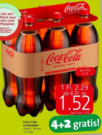Spar Coca Cola Limonaden versch. Sorten, 1,5 Liter Angebot
