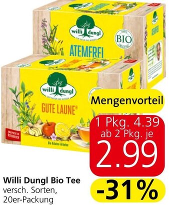 Spar Willi Dungl Bio Tee versch. Sorten, 20er-Packung Angebot