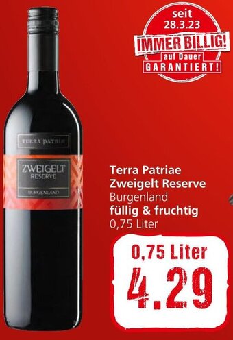 Spar Terra Patriae Zweigelt Reserve Burgenland füllig & fruchtig 0,75 Liter Angebot