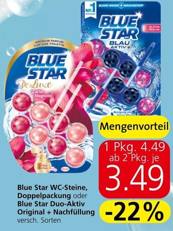 Spar Blue Star WC-Steine, Doppelpackung oder Blue Star Duo-Aktiv Original + Nachfüllung versch. Sorten Angebot