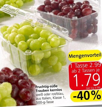 Spar Fruchtig-süße Trauben kernlos 500-g-Tasse Angebot