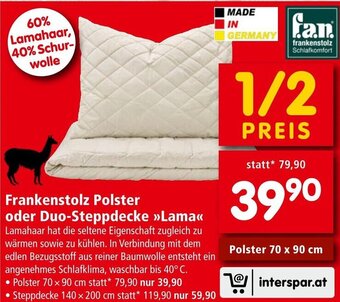 Interspar Frankenstolz Polster oder Duo-Steppdecke »>Lama<< Angebot