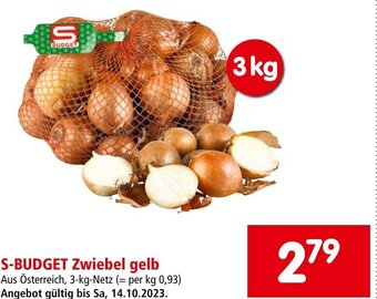 Interspar S-BUDGET Zwiebel gelb Aus Österreich, 3-kg-Netz Angebot