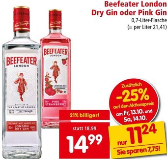 Interspar Beefeater London Dry Gin oder Pink Gin 0,7-Liter-Flasche Angebot