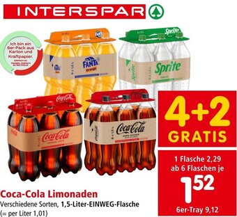 Interspar Coca-Cola Limonaden Verschiedene Sorten, 1,5-Liter-EINWEG-Flasche Angebot