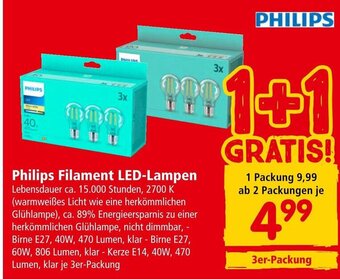 Interspar Philips Filament LED-Lampen Angebot