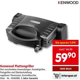 Interspar Kenwood Plattengriller 1600 Watt Angebot