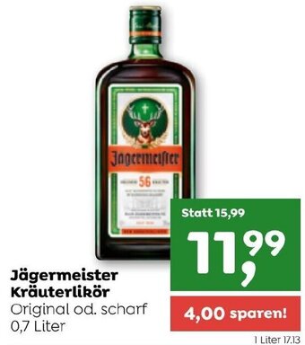 ADEG Jägermeister Kräuterlikör Original od. scharf 0,7 Liter Angebot