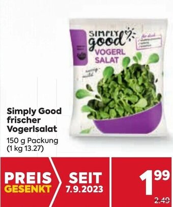 Billa Simply Good frischer Vogerlsalat 150 g Packung Angebot