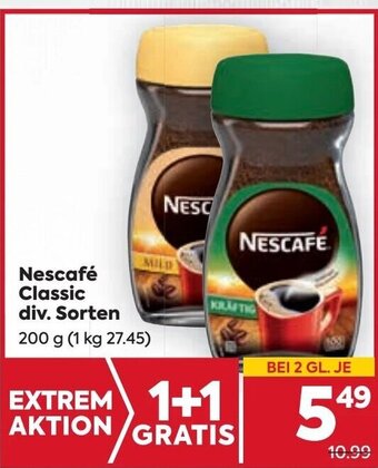 Billa Nescafé Classic div. Sorten 200 g Angebot