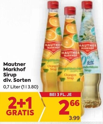 Billa Mautner Markhof Sirup div. Sorten 0,7 Liter Angebot