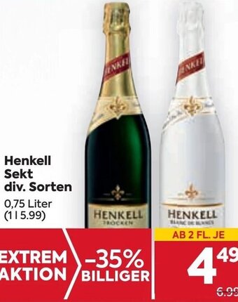 Billa Henkell Sekt div. Sorten 0,75 Liter Angebot