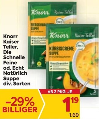 Billa Knorr Kaiser Teller, Die Schnelle Feine od. Echt Natürlich Suppe div. Sorten Angebot