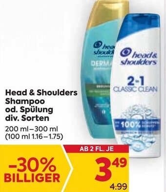 Billa Head & Shoulders Shampoo od. Spülung div. Sorten 200 ml- 300 ml Angebot