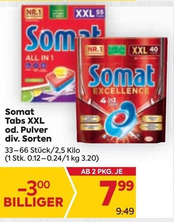 Billa div. Sorten Somat Tabs XXL od. Pulver Angebot