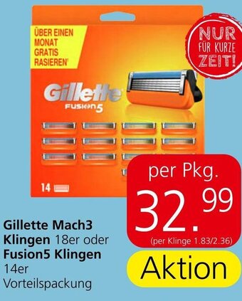 Eurospar Gillette Mach3 Klingen 18er oder Fusion5 Klingen 14er Angebot