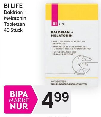 Bipa BI LIFE Baldrian + Melatonin Tabletten 40 Stück Angebot
