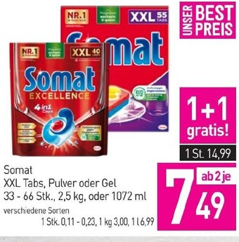 Sutterlüty Somat XXL Tabs, Pulver oder Gel 33-66 Stk., 2,5 kg, oder 1072 ml Angebot
