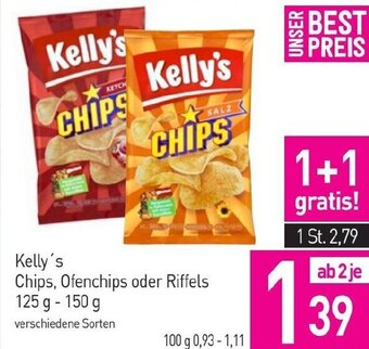 Sutterlüty Kelly's Chips, Ofenchips oder Riffels 125 g - 150 g Angebot