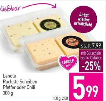 Sutterlüty Ländle Raclette Scheiben Pfeffer oder Chili 300 g Angebot