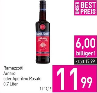 Sutterlüty Ramazzotti Amaro oder Aperitivo Rosato 0,7 Liter Angebot