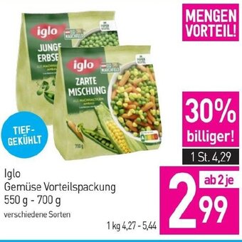 Sutterlüty Iglo Gemüse Vorteilspackung 550 g - 700 g Angebot