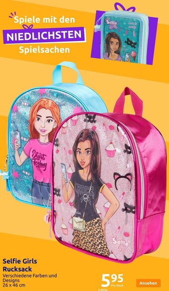 Action Selfie Girls Rucksack 26 x 46 cm Angebot