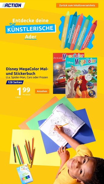 Action Disney MegaColor Mal- und Stickerbuch Angebot