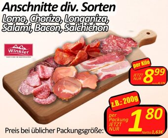 Wurstico Anschnitte div. Sorten Lomo, Chorizo, Longaniza, Salami, Bacon, Salchichon per Kilo Angebot