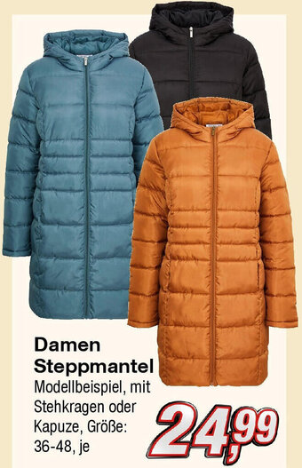 KiK Damen Steppmantel Modellbeispiel, mit Stehkragen oder Kapuze, Größe: 36-48 Angebot