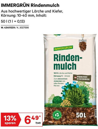Lagerhaus IMMERGRÜN Rindenmulch 50L Angebot