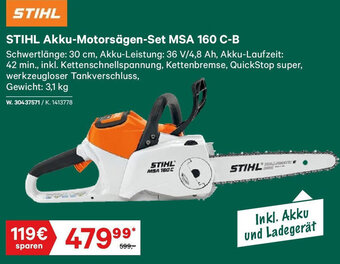 Lagerhaus STIHL Akku-Motorsägen-Set MSA 160 C-B Angebot