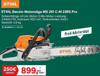 Lagerhaus STIHL Benzin-Motorsäge MS 261 C-M 23RS Pro Angebot
