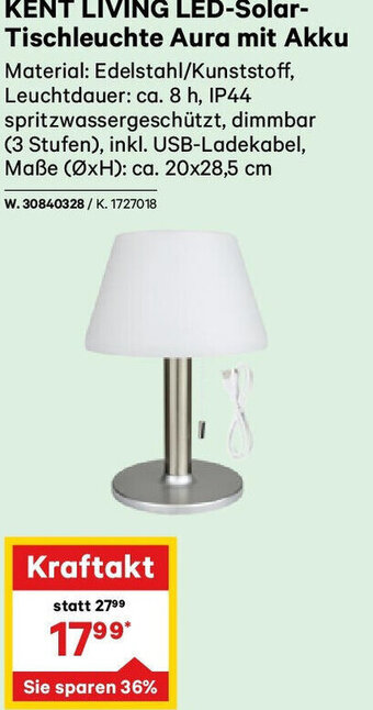 Lagerhaus KENT LIVING LED-Solar-Tischleuchte Aura mit Akku Angebot