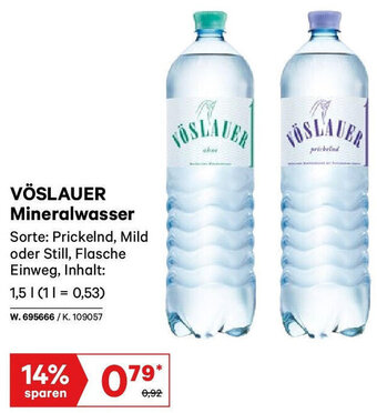 Lagerhaus VÖSLAUER Mineralwasser 1,5 L Angebot