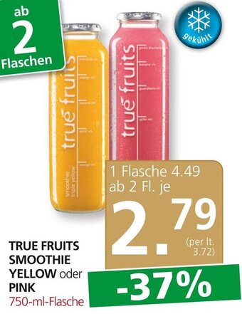 SPAR Gourmet TRUE FRUITS SMOOTHIE YELLOW oder PINK 750-ml-Flasche Angebot