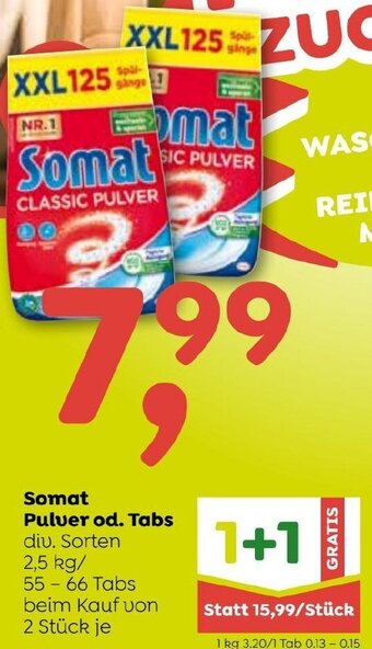 ADEG Somat Pulver od. Tabs div. Sorten 2,5 kg/ 55-66 Tabs Angebot