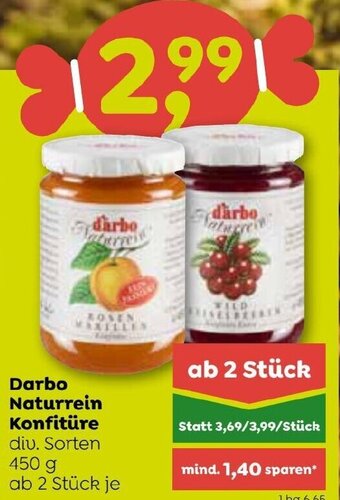 ADEG Darbo Naturrein Konfitüre div. Sorten 450 g Angebot