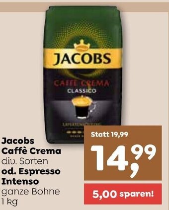 ADEG Jacobs Caffè Crema div. Sorten od. Espresso Intenso ganze Bohne 1 kg Angebot