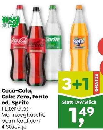 ADEG Coca-Cola, Coke Zero, Fanta od. Sprite 1 Liter Glas-Mehrwegflasche Angebot