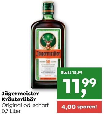 ADEG Jägermeister Kräuterlikör Original od. scharf 0,7 Liter Angebot
